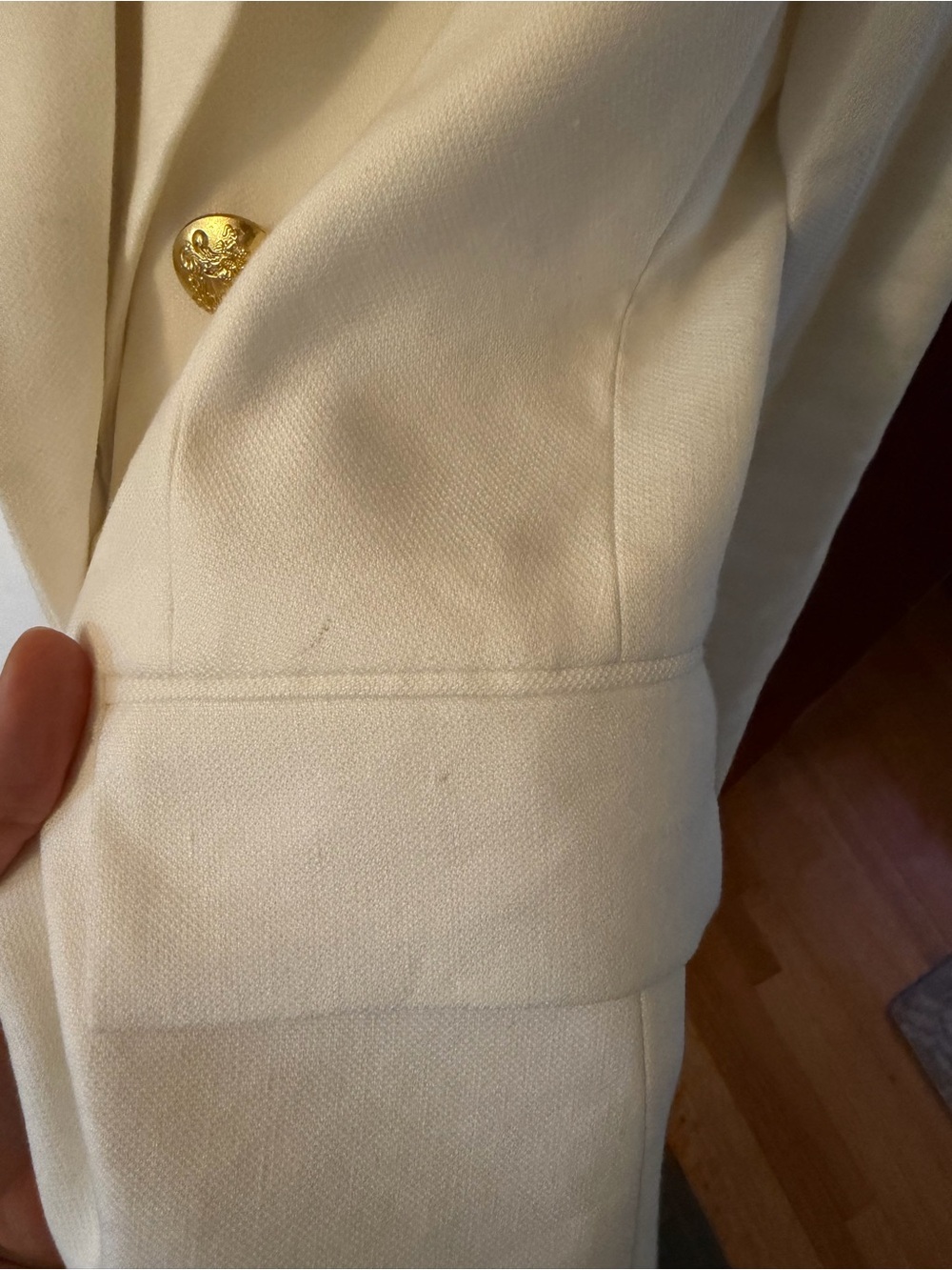 Veronica Beard White Double-Breasted Blazer with Gold Buttons - Picture 7 of 10